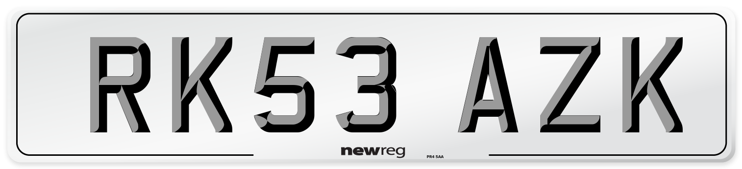RK53 AZK Number Plate from New Reg
